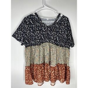 Made With Love Tiered Floral Print womens Shirt XL NEW